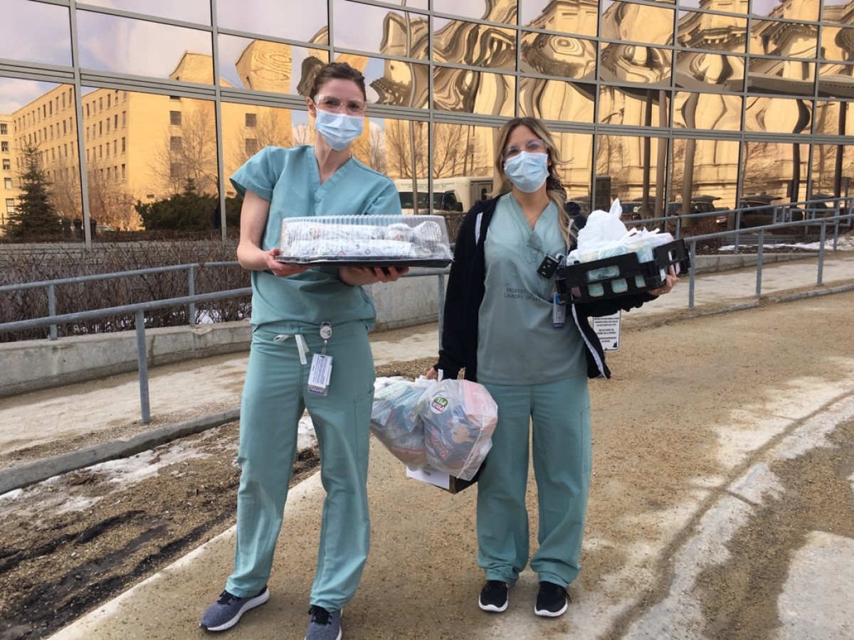 Winnipeg's culinary community feeding frontline workers during COVID - A lunch delivery from Pita Pit owner Darin Gentes to frontline workers at St. Boniface Hospital (photo courtesy of Matt Gentes)