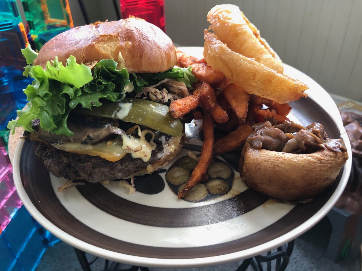 529 Wellington remains equally rare and well done during COVID-19 - The mushroom burger, onion rings, sweet potato fries, & a mini-Yorkie for takeout from 529 Wellington is the stuff of sodium-induced dreams (PCG)