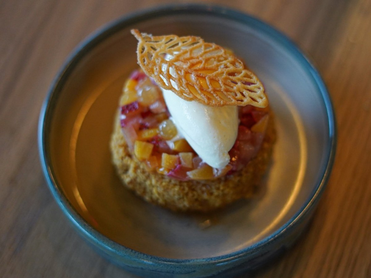 New restaurants and food events to try this new year in Winnipeg - Caramelized peach corn cake with peach cheong hot syrup and tobacco infused ice cream at Gather-Craft Kitchen and Bar (Maddy Reico)