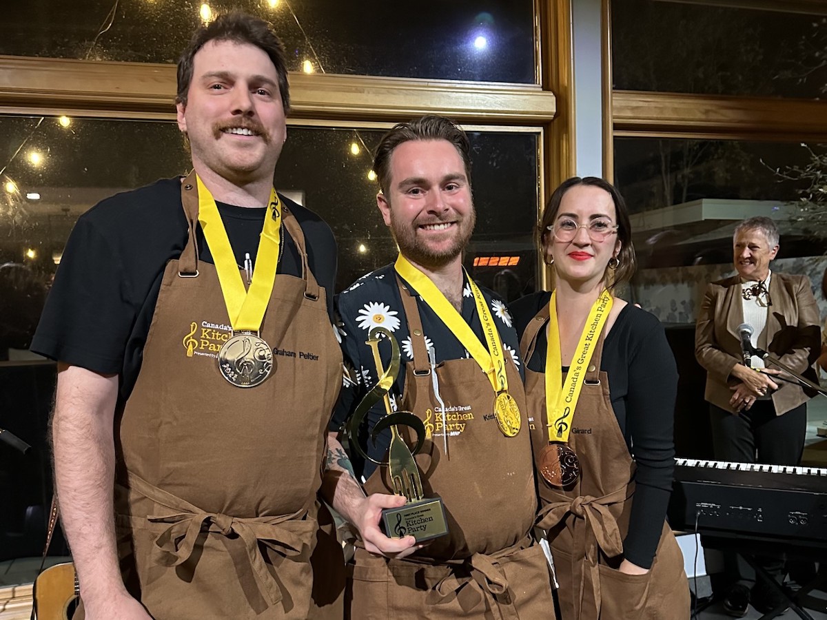 Kris Kurus wins Winnipeg edition of Canada's Great Kitchen Party - Chefs Graham Peltier, Kris Kurus and Renée Girard showcasing their medals (Mike Green/PCG)