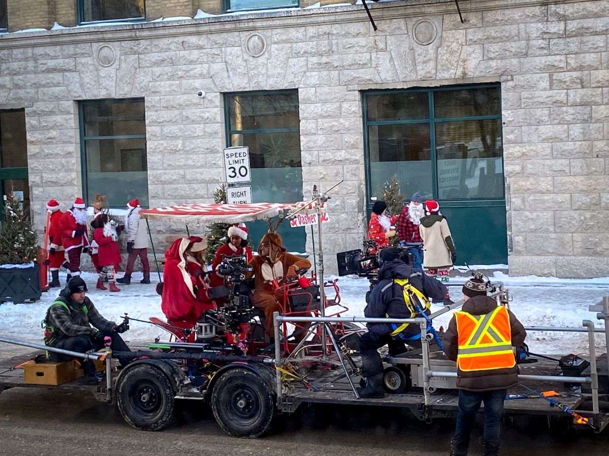 Our 2023 Winnipeg Hallmark Countdown to Christmas movie guide - On the set of The Santa Summit when it was filming in The Exchange District