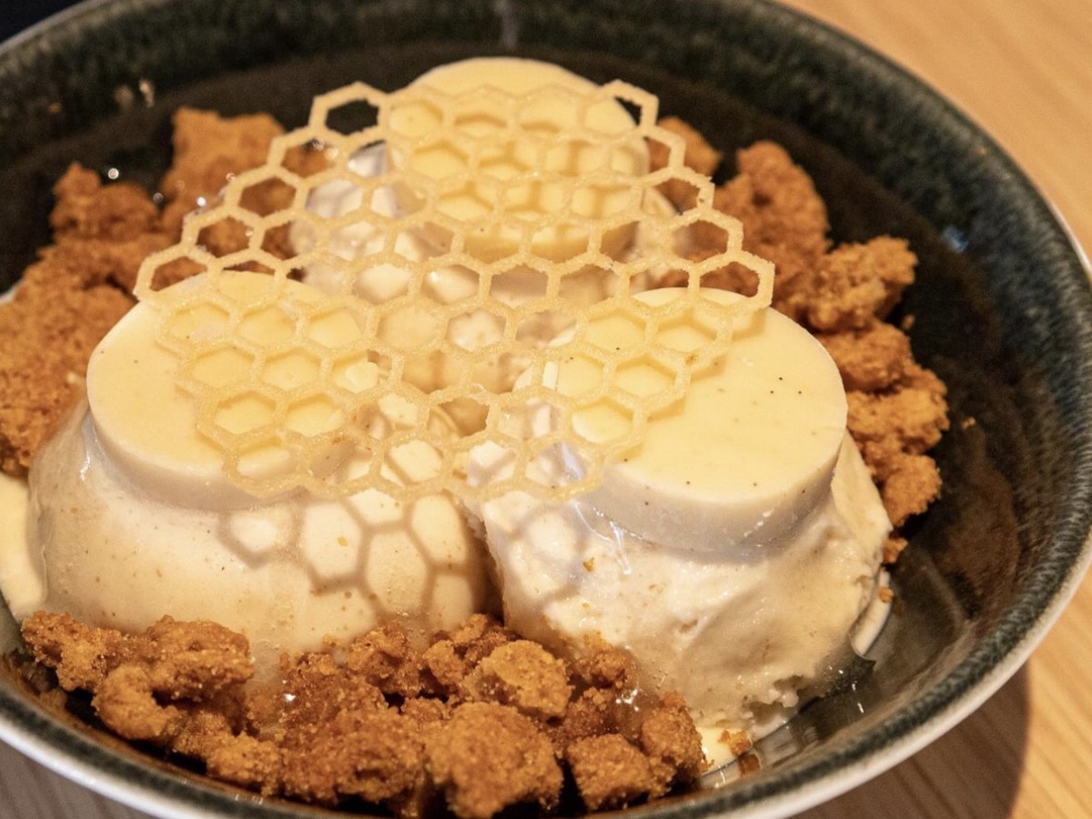 Bring your appetite to Assiniboine Park this holiday season - Earl Grey cheesecake ice cream sundae with lemon fudge, graham crumble, and honey tuile from Gather Kraft Kitchen & Bar 