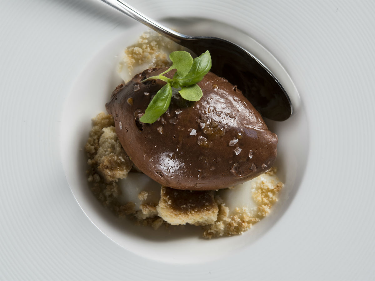 Winnipeg's Best New Restaurants 2014 - Chocolate Mousse sprinkled with sea salt in quarry of vanilla crumbles 