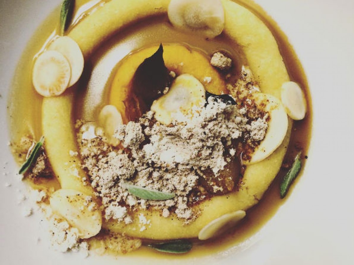 A Winnipeg Thanksgiving dish to aspire to this weekend - Gord Bailey's Smoked Rosemary Steeped Turkey Broth with Parsnip and Rutabaga Puree, Parsnip Marmalade and Chestnut Snow (Sean Audet)