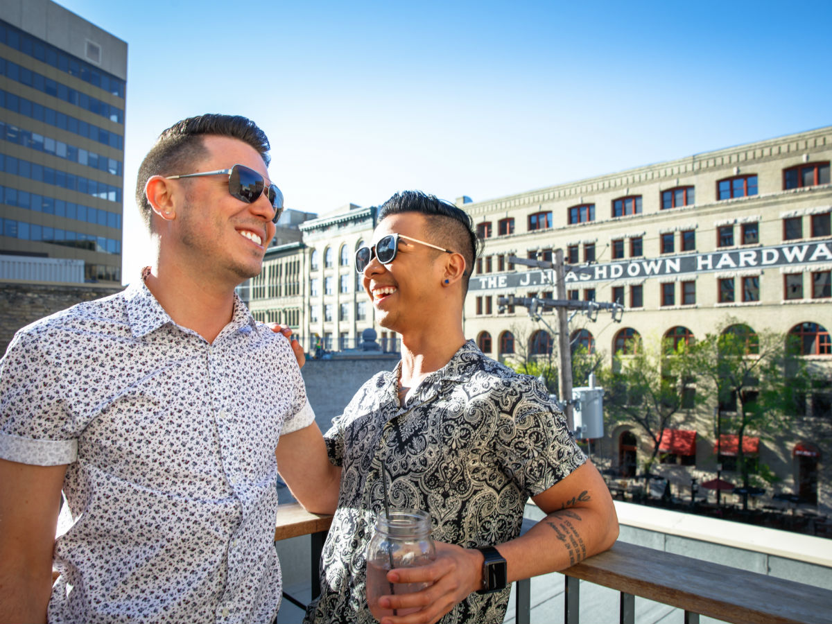 Winnipeg: an ideal LGBTQ travel destination that is always out there  - Mitchel Nicholas and Francis Lustestica on Forth's rooftop patio and bar (JJ Gill)