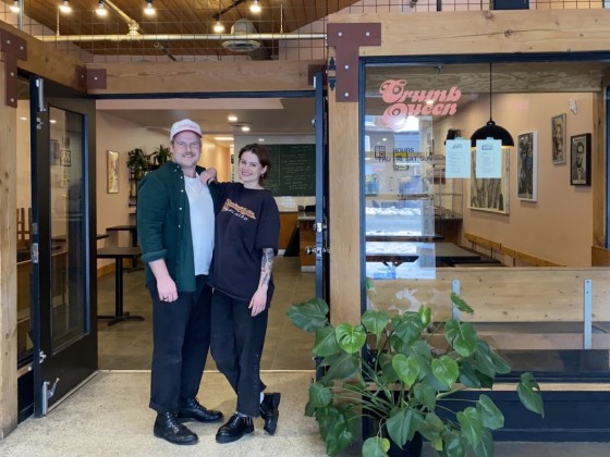 Crumb Queen/Andy’s Lunch is even better than everyone says it is  - Andrew Koropatnick and Cloe Wiebe at their shop at 166 Osborne (photo courtesy of Crumb Queen)