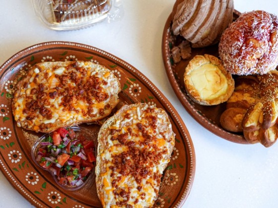 La Panaderia is a delightful new spot for Mexican pastries and coffee - Chorizo molletes and selection of pastries from La Panaderia (Maddy Reico) 