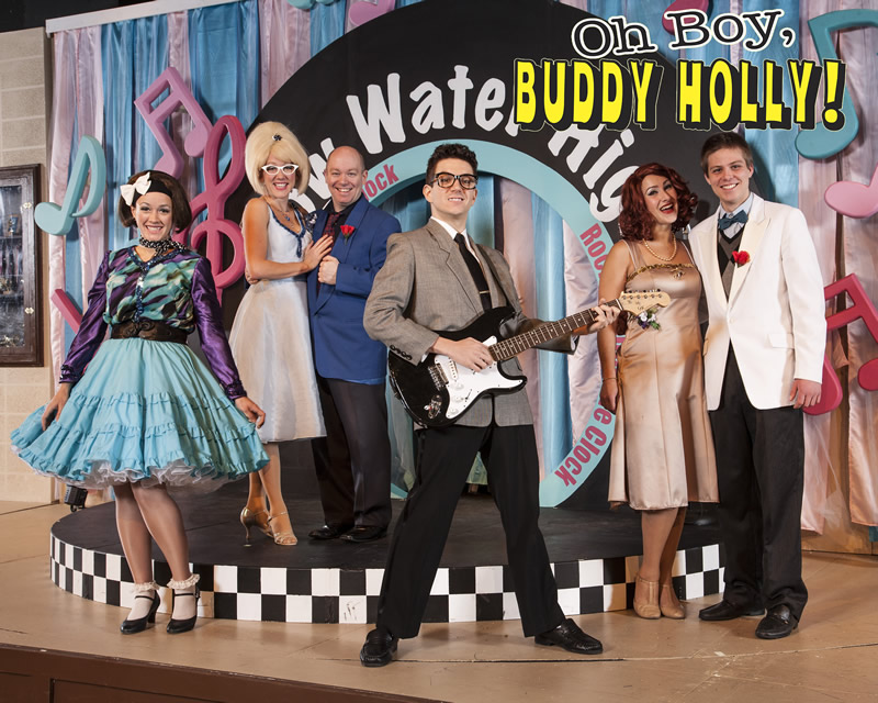 Daphne Bradburdy, Aimée Beaudoin, Cory Hicks, Mat  André, Cherie Kotelniski and Chris Schermbrucker in Oh Boy, Buddy Holly!