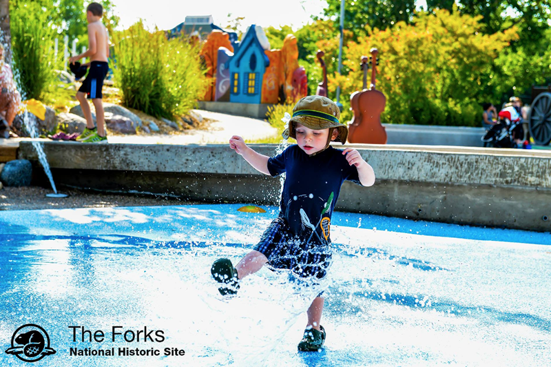 Splash pads in Variety Heritage Park at the Forks (Parks Canada)