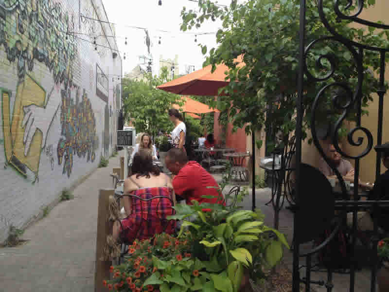 Stella's Bakery and Café patio on Sherbrook