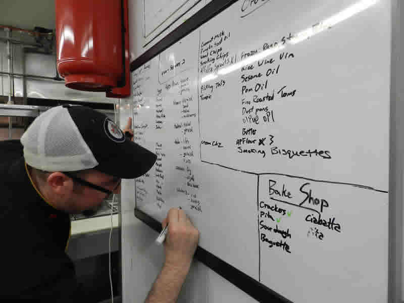 Making a grocery list inside the kitchen at Prairie 360˚.