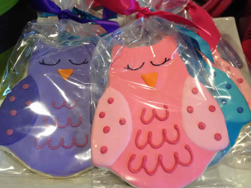 Decorating is art at Sweet Impressions. Sleeping owl sugar cookies.