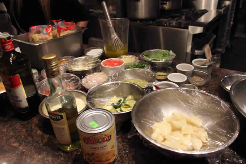 Ingredients ready for cooking class at De Luca's. (Photo by Robin Summerfield.)