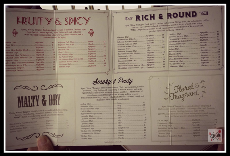 Whiskey and Scotch menu at Prairie 360˚ Skyline Restaurant & Lounge. (Photo by Robin Summerfield.)