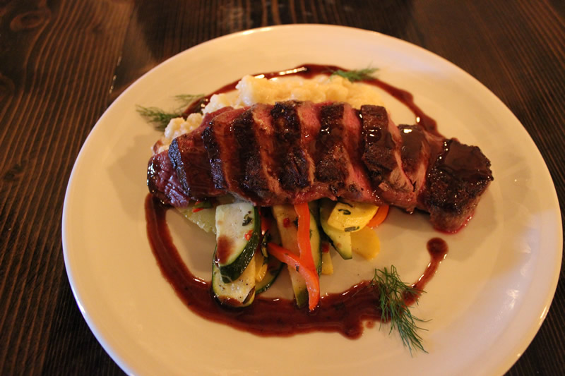 The onglet de boeuf - a hanging steak with bordelaise sauce on a parsnip puree (PCG)